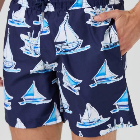 Achille : Short de Bain à Imprimé Voile, séchage rapide